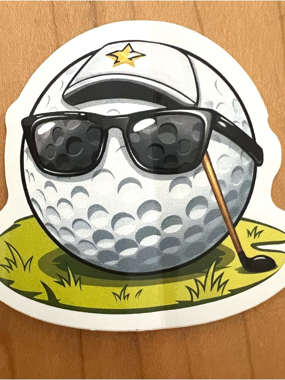 Cool Golf Ball Sticker with Sunglasses and Hat